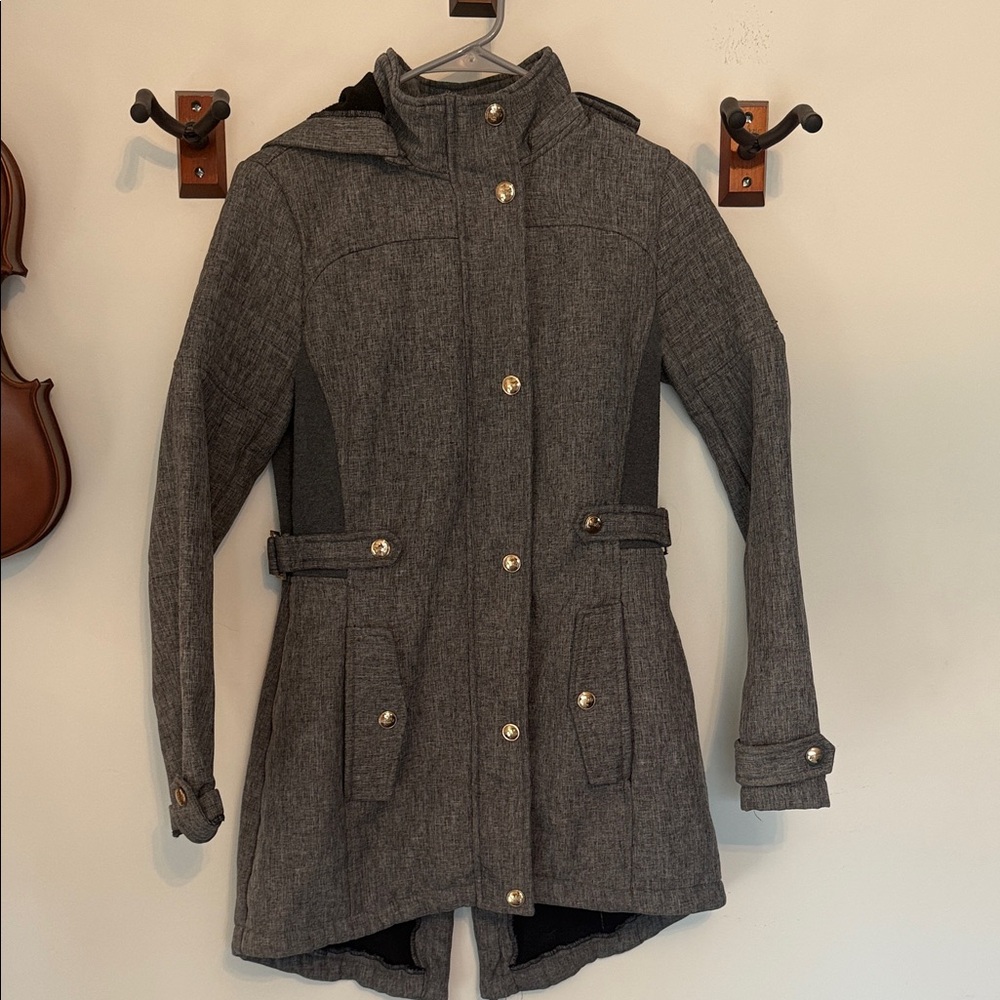 Women’s Grey Fit & Flare Hooded Coat